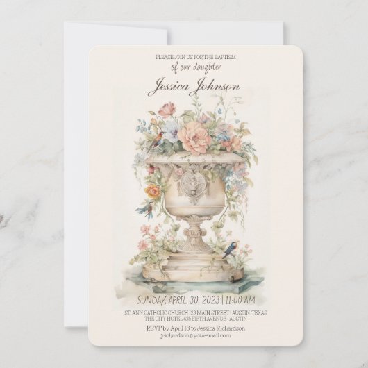 Boho Bloem Doop Kaart (Voorkant)