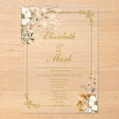 Boho bloem Elegante Acryl Bruiloft Acryl Uitnodigingen (Voorkant)