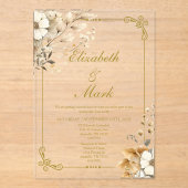 Boho bloem Elegante Acryl Bruiloft Uitnodigingen (Voorkant)