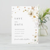 Boho bloem en goud minimalist sparen de datum kaart (Staand voorkant)