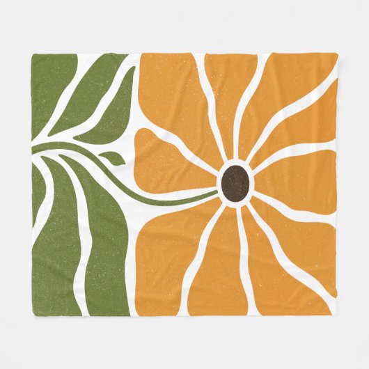 Boho Bloem Fleece Deken (Voorkant (Horizontaal))
