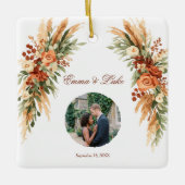 Boho Bloem Foto QR Code Ornament | Gepersonaliseer (Voorkant)