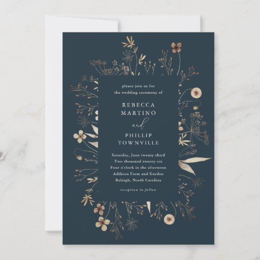 Boho bloem frame wilde bloemen bruiloft kaart (Voorkant)