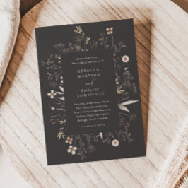 Boho bloem frame wilde bloemen bruiloft kaart