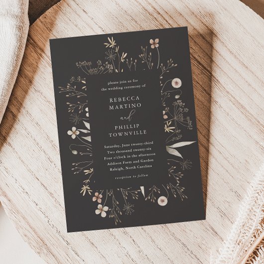 Boho bloem frame wilde bloemen bruiloft kaart