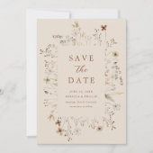 Boho bloem frame wilde bloemen bruiloft save the date (Voorkant)