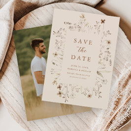 Boho bloem frame wilde bloemen bruiloft save the date