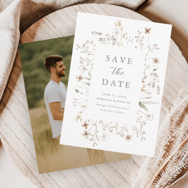 Boho bloem frame wilde bloemen bruiloft save the date