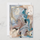 Boho Bloem Gouden Frame, Roze Goud, Marmer Pensioe Kaart (Achterkant)
