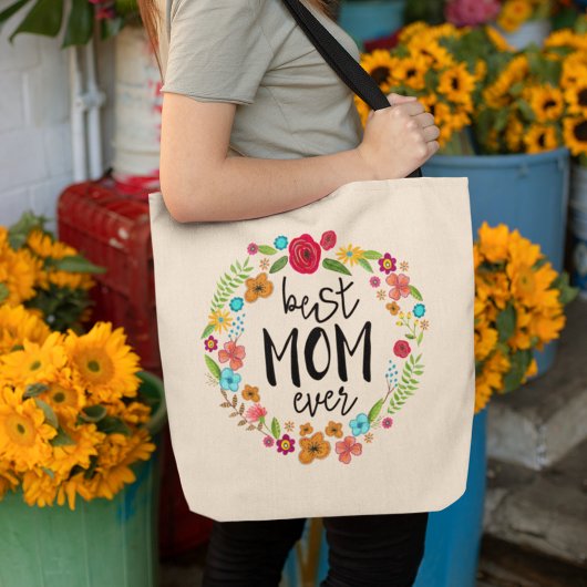 Boho bloem groen meid moederdag beste moeder ooit tote bag