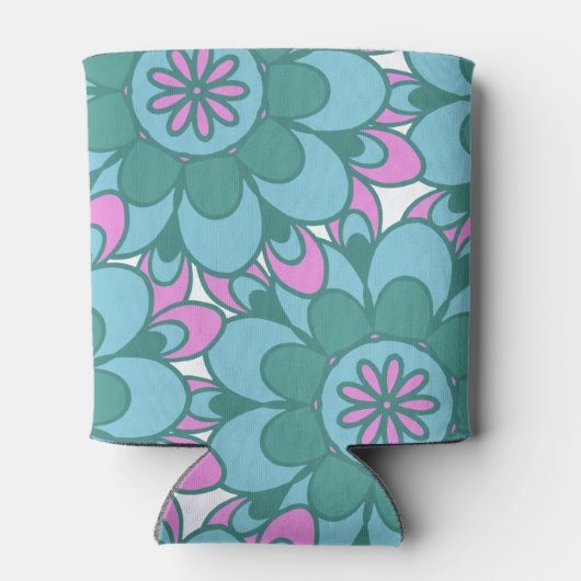 Boho Bloem Groovy Groen Bruidsfeest Aangepast Blikjeskoeler (Achterkant)