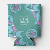 Boho Bloem Groovy Groen Bruiloft Feest Custom Blikjeskoeler (Voorkant)