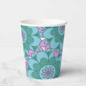 Boho Bloem Groovy Groen Bruiloft Feest Custom Papieren Bekers (Achterkant)