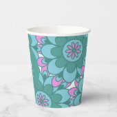 Boho Bloem Groovy Groen Bruiloft Feest Custom Papieren Bekers (Links)