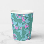 Boho Bloem Groovy Groen Bruiloft Feest Custom Papieren Bekers (Rechts)