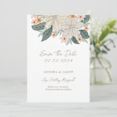 Boho bloem, handgetekende bloem save the date (Staand voorkant)