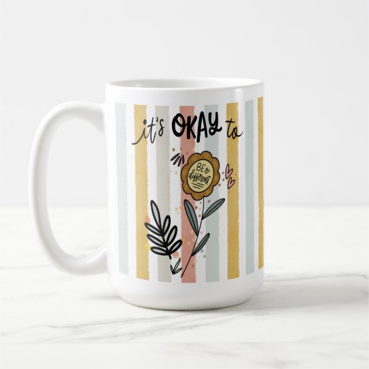 Boho Bloem Het Is Oké Om Anders Te Zijn Koffiemok (Links)