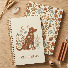 Boho Bloem Honden Silhouet Aardse Botanische Planner
