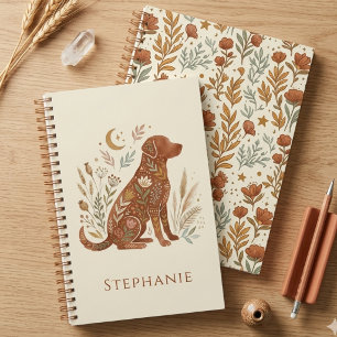 Boho Bloem Honden Silhouet Aardse Botanische Planner