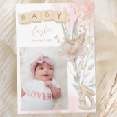 Boho Bloem Houten Blok Spring Baby Aankondiging