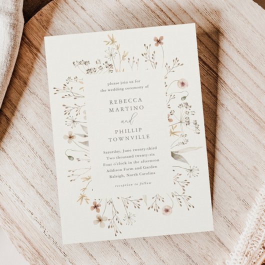 Boho bloem kader wilde bloemen bruiloft kaart