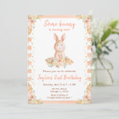 Boho Bloem Konijn Verjaardag Kaart (Staand voorkant)