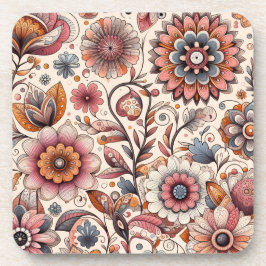 Boho Bloem Kurk Onderzetters Set van 6