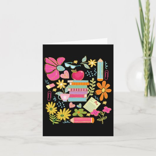 Boho Bloem Leraar Boek Apple Pencil Grappig Terug Kaart (Voorkant)