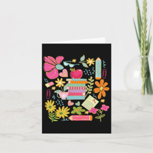 Boho Bloem Leraar Boek Apple Pencil Grappig Terug  Kaart