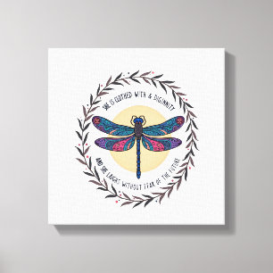 Boho Bloem Libelle Zij Is Bekleed Met Kracht Canvas Afdruk