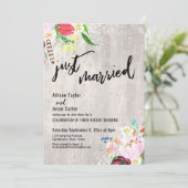 Boho Bloem Lichtjes Rustic Hout Net Getrouwd Feest Kaart (Staand voorkant)