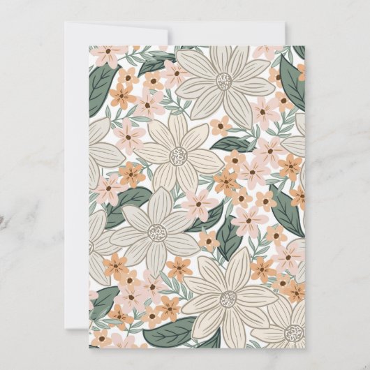 Boho bloem, lijn handgetekende bloem save the date (Achterkant)