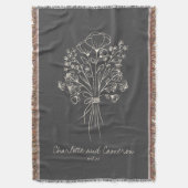 Boho Bloem Lijn Kunst Tekening Monogram Huwelijk  Deken (Voorkant Verticaal)