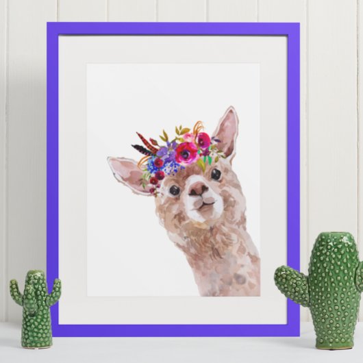 Boho Bloem Llama Alpaca Kinderkamer Poster