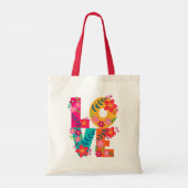 Boho Bloem LOVE – Kleurtypografie Tote Bag (Achterkant)