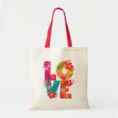 Boho Bloem LOVE – Kleurtypografie Tote Bag (Voorkant)