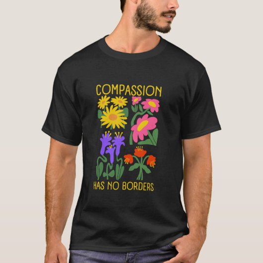 Boho Bloem Mededogen Heeft Geen Grenzen Vriendelij T-shirt (Voorkant)
