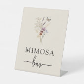 Boho Bloem Mimosa Bar Bord Reclamebord Met Voetstuk (Voorkant)