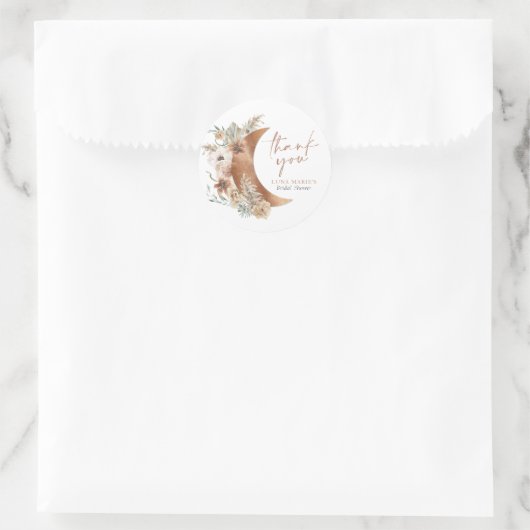 Boho Bloem Over de Maan Dank je Ronde Sticker (Tas)