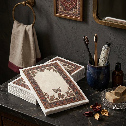 Boho bloem paisley frame vlinder bad servet