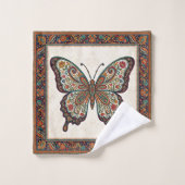 Boho bloem paisley lijst vlinder bad handdoek (Wasdoekje)