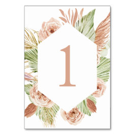 Boho bloem, palm en pampas terracotta bruiloft kaart