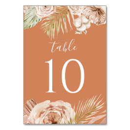 Boho bloem, palm en pampas terracotta bruiloft kaart