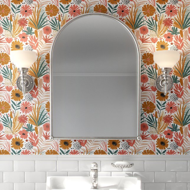 Boho Bloem Palmblad Behang (Creator heeft geüpload)