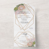 Boho Bloem Pampas Gras Protea Geometrisch Goud All All In One Uitnodiging (Binnen)