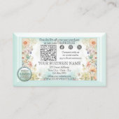 Boho Bloem QR Code Logo Bedankt voor uw bestelling Visitekaartje (Achterkant)