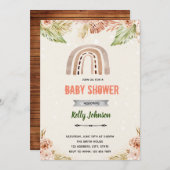 Boho bloem regenboog thema uitnodiging (Voorkant / Achterkant)