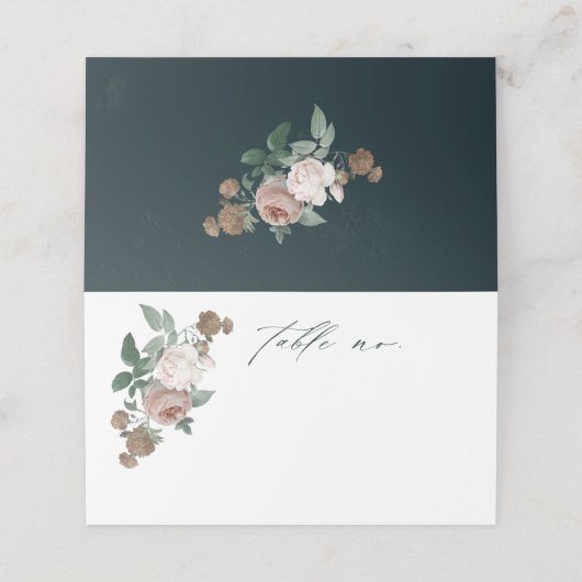 Boho Bloem Roos Script Bruiloft Plaatskaartje (Buitenkant ongevouwen)