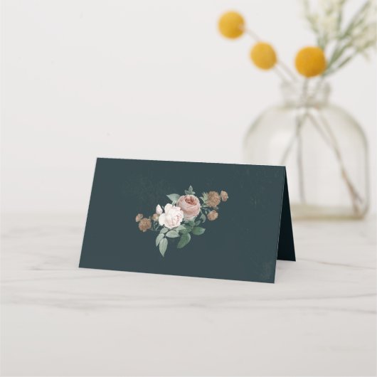 Boho Bloem Roos Script Bruiloft Plaatskaartje (Achterkant)