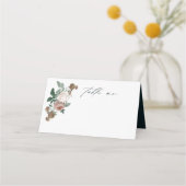 Boho Bloem Roos Script Bruiloft Plaatskaartje (Voorkant)